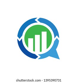 Business logo template. Speech bubble and growth graph, circle in circle
