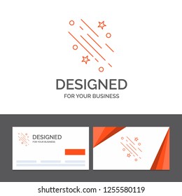 Business logo template for star, shooting star, falling, space, stars. Orange Visiting Cards with Brand logo template