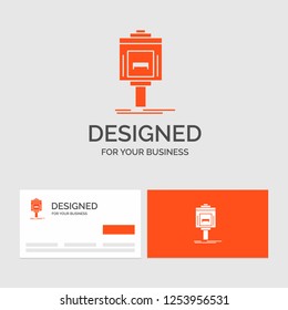 Business logo template for valet, parking, service, hotel, valley. Orange Visiting Cards with Brand logo template.
