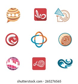 Business Logo Templates | Abstract icons for corporate identity connected with communication, technology, building and engineering, lawyers