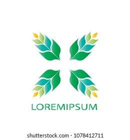 Business logo vector. Design green leaf four season on white background. Design for print for company identity. Set 3