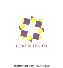 business logo vector. violet and yellow colors.