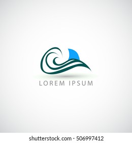 business logo wave with fin vector sign