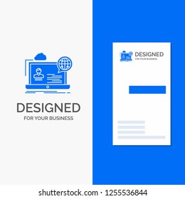 Business Logo for webinar, forum, online, seminar, website. Vertical Blue Business / Visiting Card template.