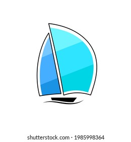 Business logo yacht floating on the waves modern simple - isolated vector