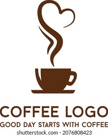 Business logotype coffee cup with steam in the form of a heart