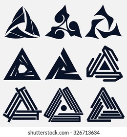 Business logotype set, blue knot symbol, curve looped icon - vector illustration
