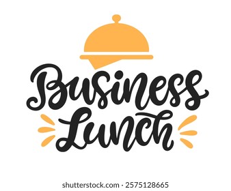 Business Lunch calligraphy vector logo badge, insignia logotype. Hand written modern lettering for menu, invitation, social media. Vintage retro style.