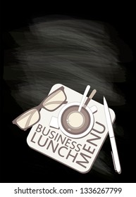 Menú vectorial de pizarra para comidas de negocios