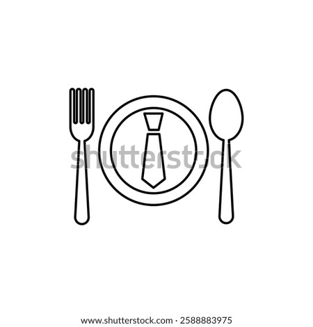 Business lunch, dinner icon Flat outline Collection in Black and white background