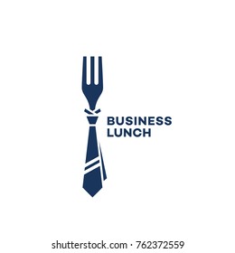 Business Lunch Logo Template Design With A Fork. Vector Illustration.