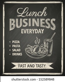 Business lunch poster on blackboard