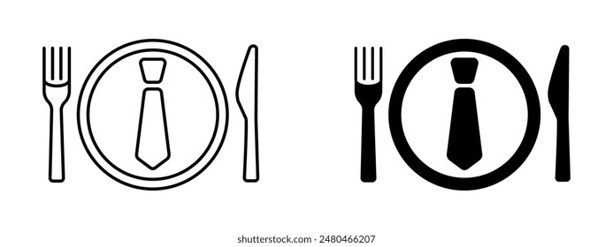 Business lunch symbol. Formal dining icon. Office lunch time symbol. Dinner break sign.