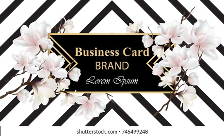 Business Luxury card Vector. Modern Abstract design with floral decor. Place for texts