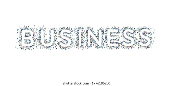 BUSINESS made of lots little people different age and professional background. Crowd, world, citizens, population. 