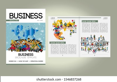 Business magazine, brochure layout with economy subject, vector