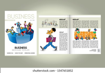 Business magazine, brochure layout with economy subject, vector