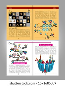 Business magazine, brochure layout with economy subject, vector