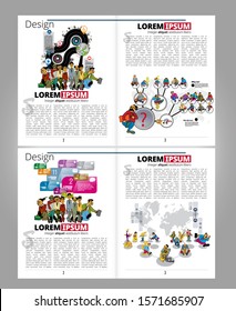 Business magazine, brochure layout with economy subject, vector