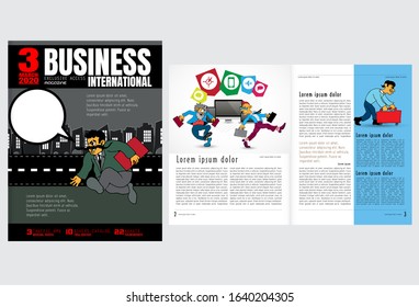 Business magazine, brochure layout with economy subject, vector