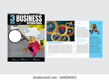 Business magazine, brochure layout with economy subject, vector