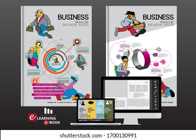 Business magazine, brochure layout with economy subject, vector