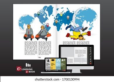 Business magazine, brochure layout with economy subject, vector