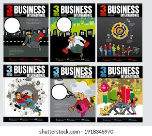 Business magazine, brochure layout with economy subject, vector