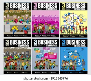 Business magazine, brochure layout with economy subject, vector