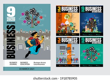 Business magazine, brochure layout with economy subject, vector