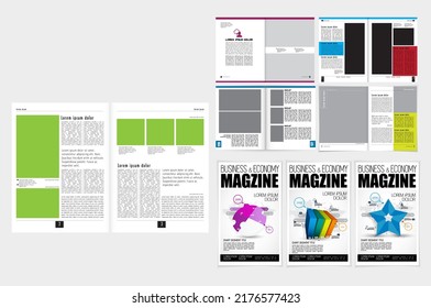Business magazine, brochure layout with economy subject, vector