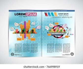 Diseño de revistas de negocios con elementos de infografía