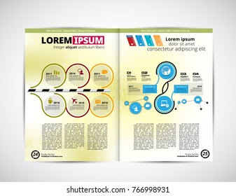 Diseño de revistas de negocios con elementos de infografía