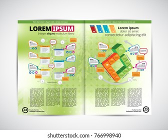 Business magazine layout with infographic elements