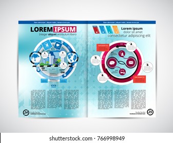 Business magazine layout with infographic elements
