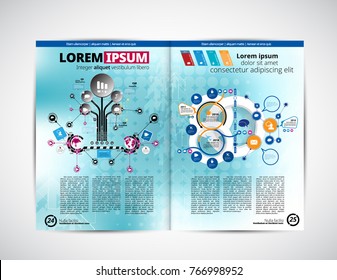 Diseño de revistas de negocios con elementos de infografía