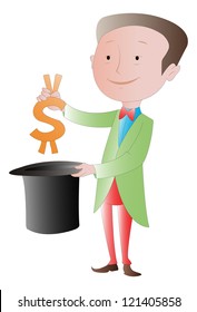 The Business Magician: Making money disappear vector illustration