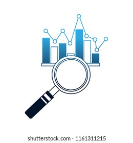 business magnifying glass chart statistic diagram