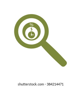  Business Magnifying Glass. Icon, vector illustration.Flat design style.
