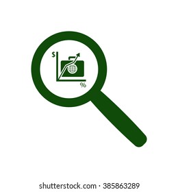  Business Magnifying Glass. Icon, vector illustration.Flat design style.