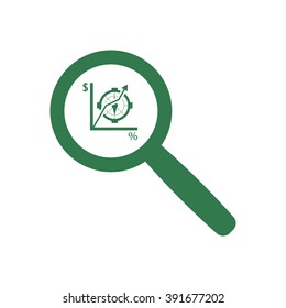  Business Magnifying Glass. Icon, vector illustration.