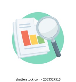 Business Magnyifing Glass Report Emoji Icon Illustration. Office Search Vector Symbol Emoticon Design Doodle Vector.