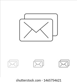 Business, Mail, Message Bold and thin black line icon set. Vector Icon Template background
