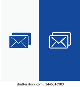 Business, Mail, Message Line and Glyph Solid icon Blue banner Line and Glyph Solid icon Blue banner