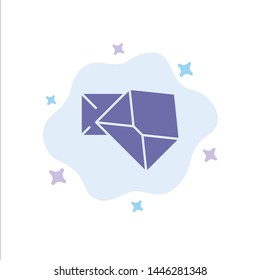 Business, Mail, Message, Open Blue Icon on Abstract Cloud Background