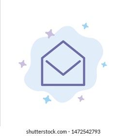 Business, Mail, Message, Open Blue Icon on Abstract Cloud Background