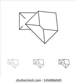 Business, Mail, Message, Open Bold and thin black line icon set