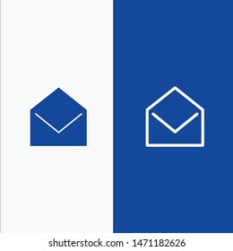 Business, Mail, Message, Open Line and Glyph Solid icon Blue banner Line and Glyph Solid icon Blue banner. Vector Icon Template background