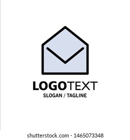 Business, Mail, Message, Open Business Logo Template. Flat Color. Vector Icon Template background