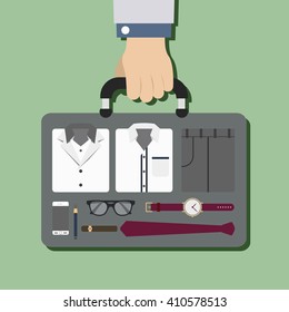 Business man accessory on green background.